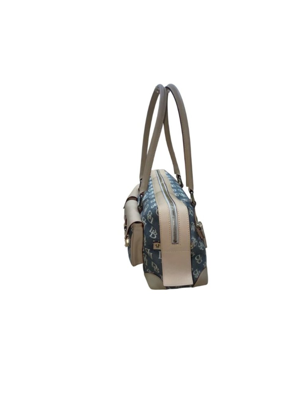 Dooney & Bourke Women’s Beige & Gray Monogram Leather Logo Pocket Tote Bag image 4